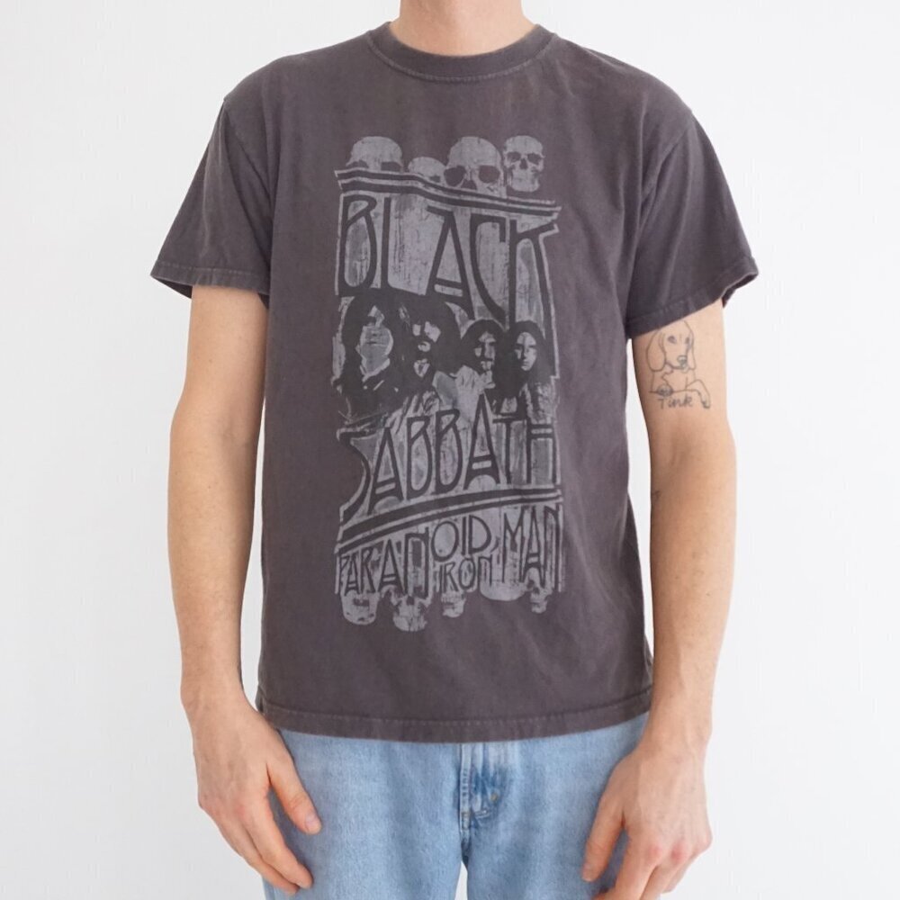 Vintage M&O Black Sabbath Graphic Band T Shirt Skull Print Cotton Medium